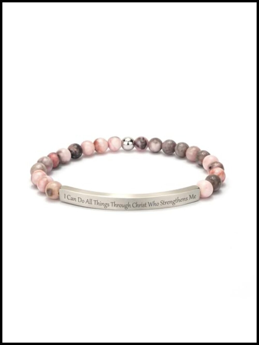 Inspirational Christian Bible Verse Stretch Bracelet, 18K Gold Plated, Pink